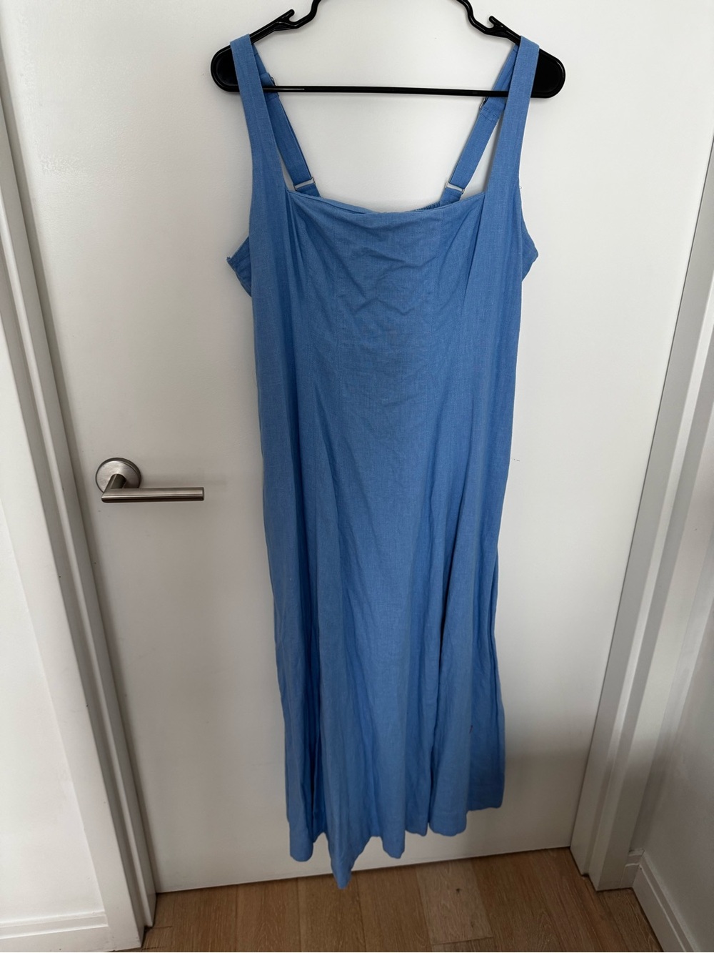 Abercrombie & Fitch Linen Square-Neck Midi Dress with Pockets in Blue - size XL - Picture 2 of 5